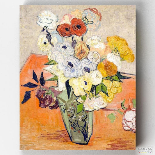 [USA Stock] Roses and Anemones-Paint by Numbers for Adults-Canvas by Numbers
