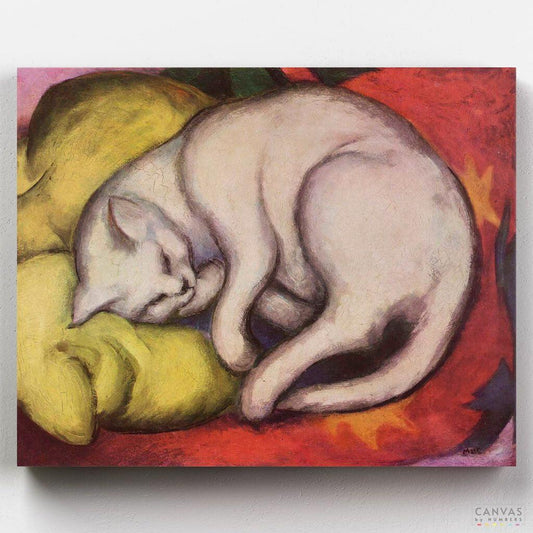 Cat on a Yellow Pillow-Paint by Numbers for Adults-Canvas by Numbers