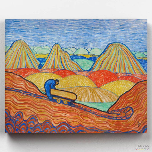Clay Worker with a Yellow Cart-Paint by Numbers for Adults-Canvas by Numbers