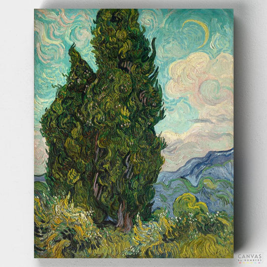 Cypresses-Paint by Numbers for Adults-Canvas by Numbers