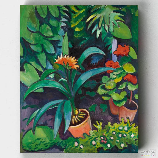 Flowers in the Garden, Clivia and Pelargonien-Paint by Numbers for Adults-Canvas by Numbers