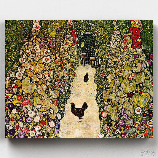 Garden Path with Hens-Paint by Numbers for Adults-Canvas by Numbers