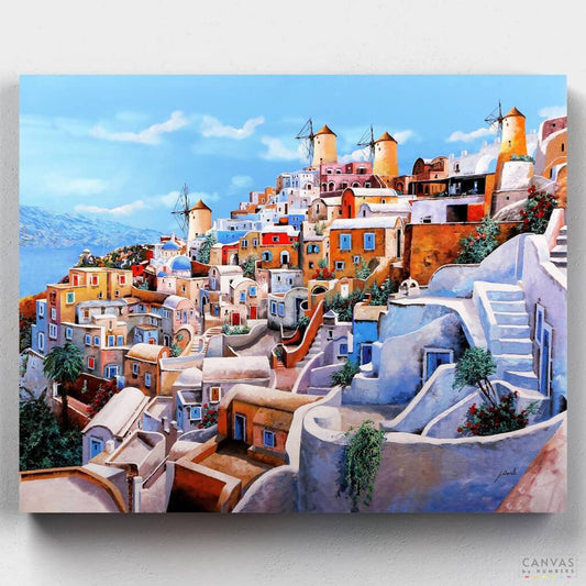 I Colori di Santorini-Paint by Numbers for Adults-Canvas by Numbers