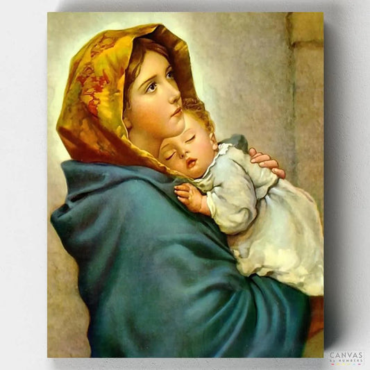 Mary and Baby Jesus-Paint by Numbers for Adults-Canvas by Numbers