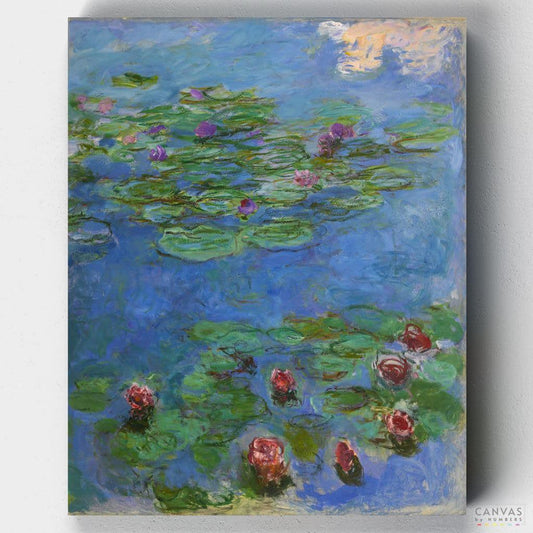 Red-Water Lilies-Paint by Numbers for Adults-Canvas by Numbers