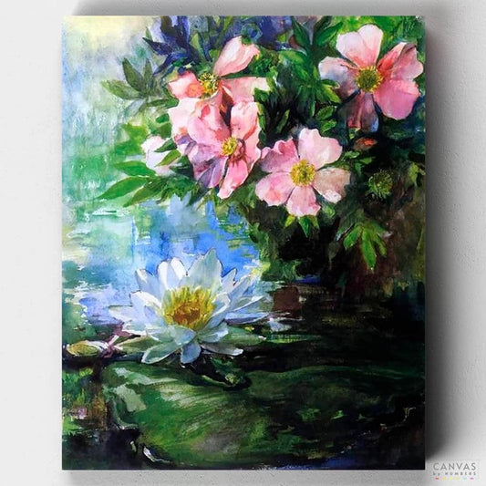Roses and Water Lilies-Paint by Numbers for Adults-Canvas by Numbers