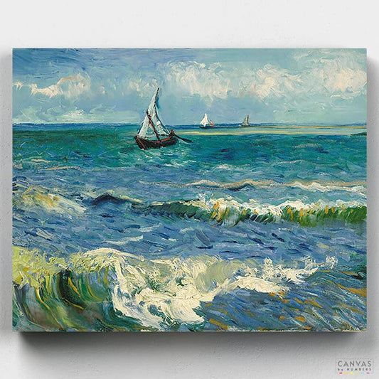 [USA Stock] The Sea at Les Saintes - Vincent Van Gogh-Paint by Numbers for Adults-Canvas by Numbers