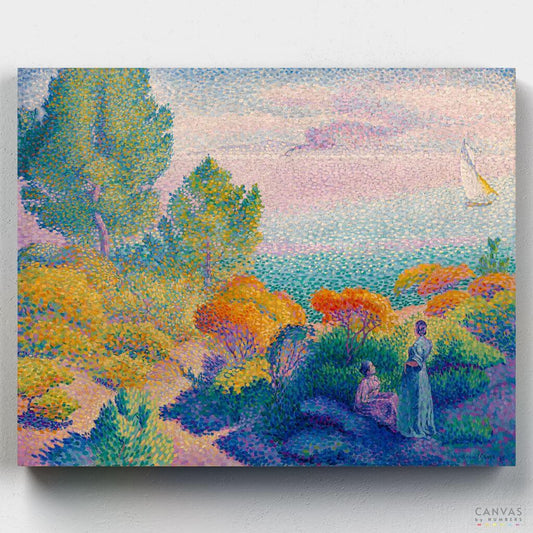 Two Women By the Shore-Paint by Numbers for Adults-Canvas by Numbers