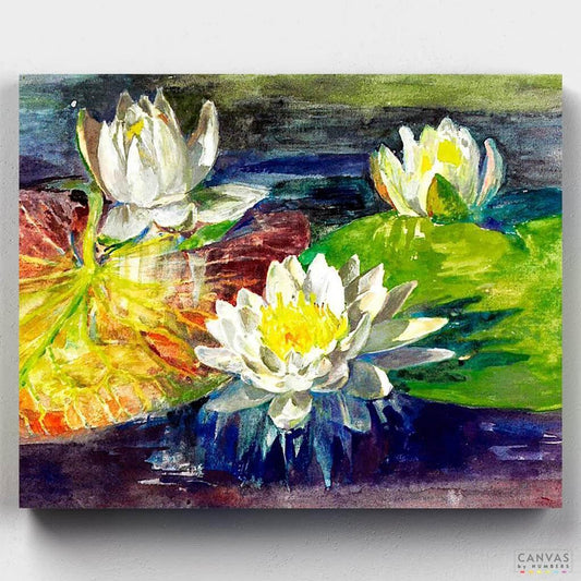 [USA Stock] Water-Lilies Red and Green Pads - John La Farge-Paint by Numbers for Adults-Canvas by Numbers