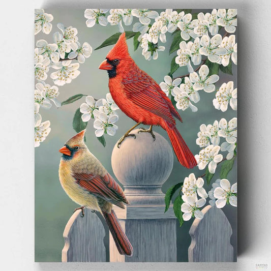 Backyard Cardinal Pair-Paint by Numbers for Adults-Canvas by Numbers