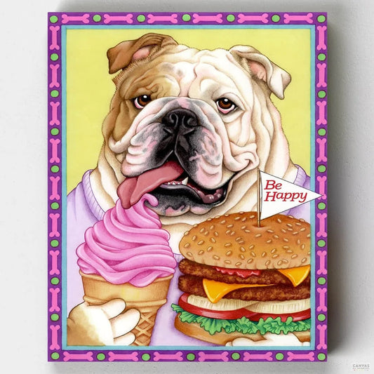 Bulldog Hamburger-Paint by Numbers for Adults-Canvas by Numbers