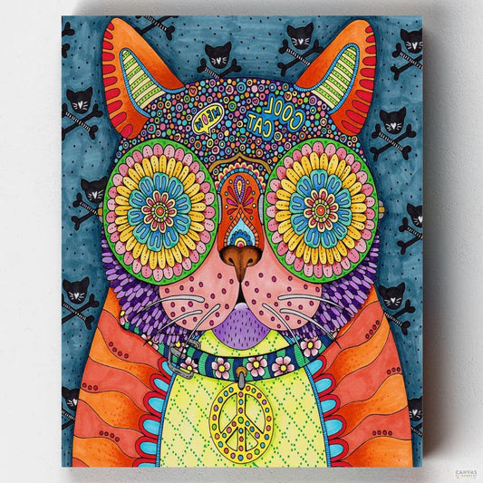 Funky Cool Cat-Paint by Numbers for Adults-Canvas by Numbers