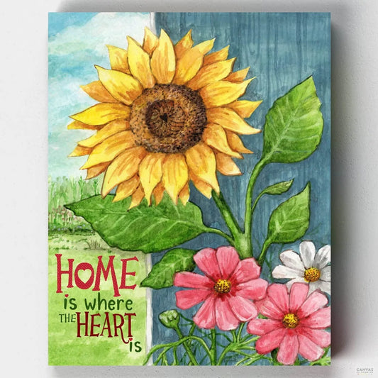 Sunflower Home Heart-Paint by Numbers for Adults-Canvas by Numbers