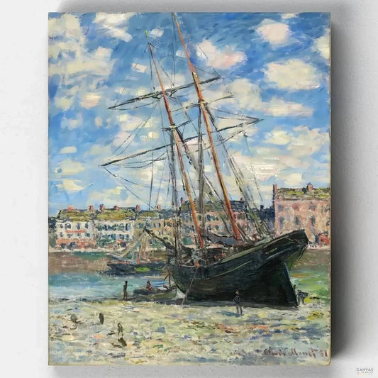 Boat Lying at Low Tide (1881)-Paint by Numbers-16"x20" (40x50cm) No Frame-Canvas by Numbers US