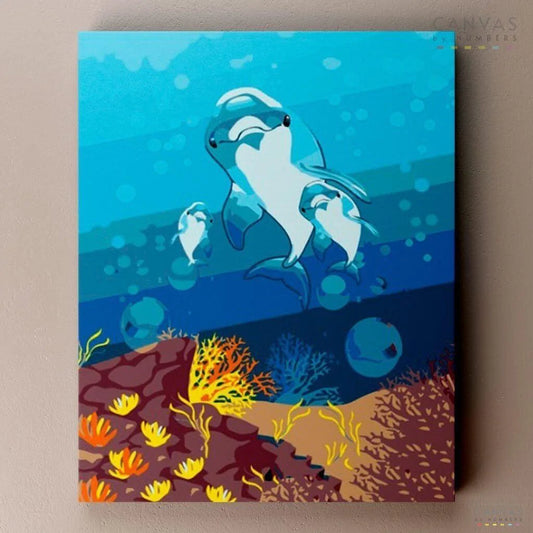 Dolphin Family-Paint by Numbers for Adults-Canvas by Numbers