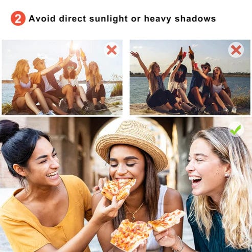 Instruction on avoiding direct sunlight or heavy shadows