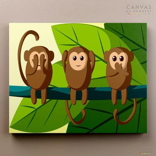 Three Monkeys-Paint by Numbers for Adults-Canvas by Numbers