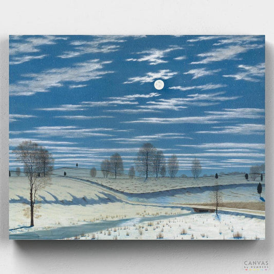 Winter Scene in Moonlight-Paint by Numbers for Adults-Canvas by Numbers