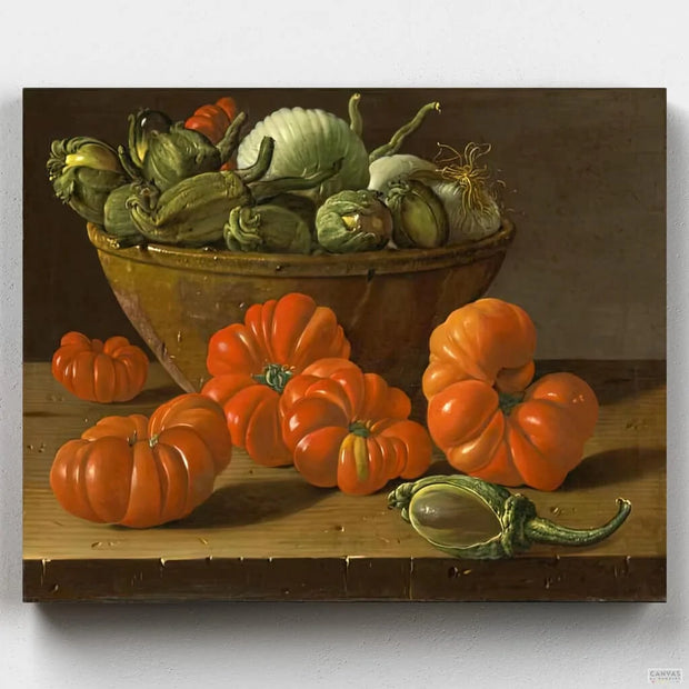 Still Life with Tomatoes, a Bowl of Aubergines & Onions