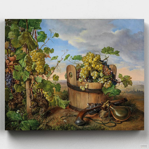 [USA Stock] Still Life with Grapes and Gun - Franz Xaver-Paint by Numbers for Adults-Canvas by Numbers